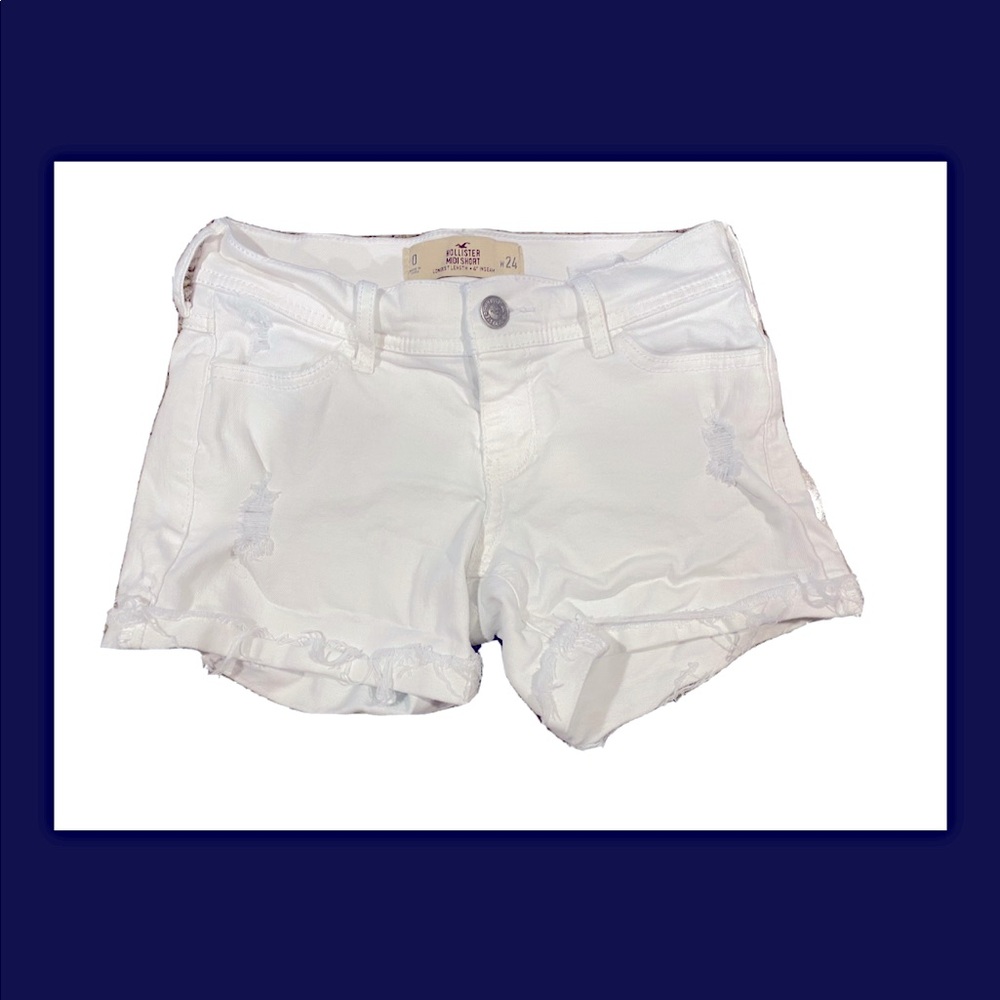 Hollister Denim White Distressed Shorts